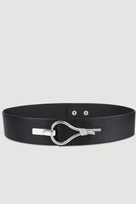 Audrey hook buckle belt with metallic oval buckle