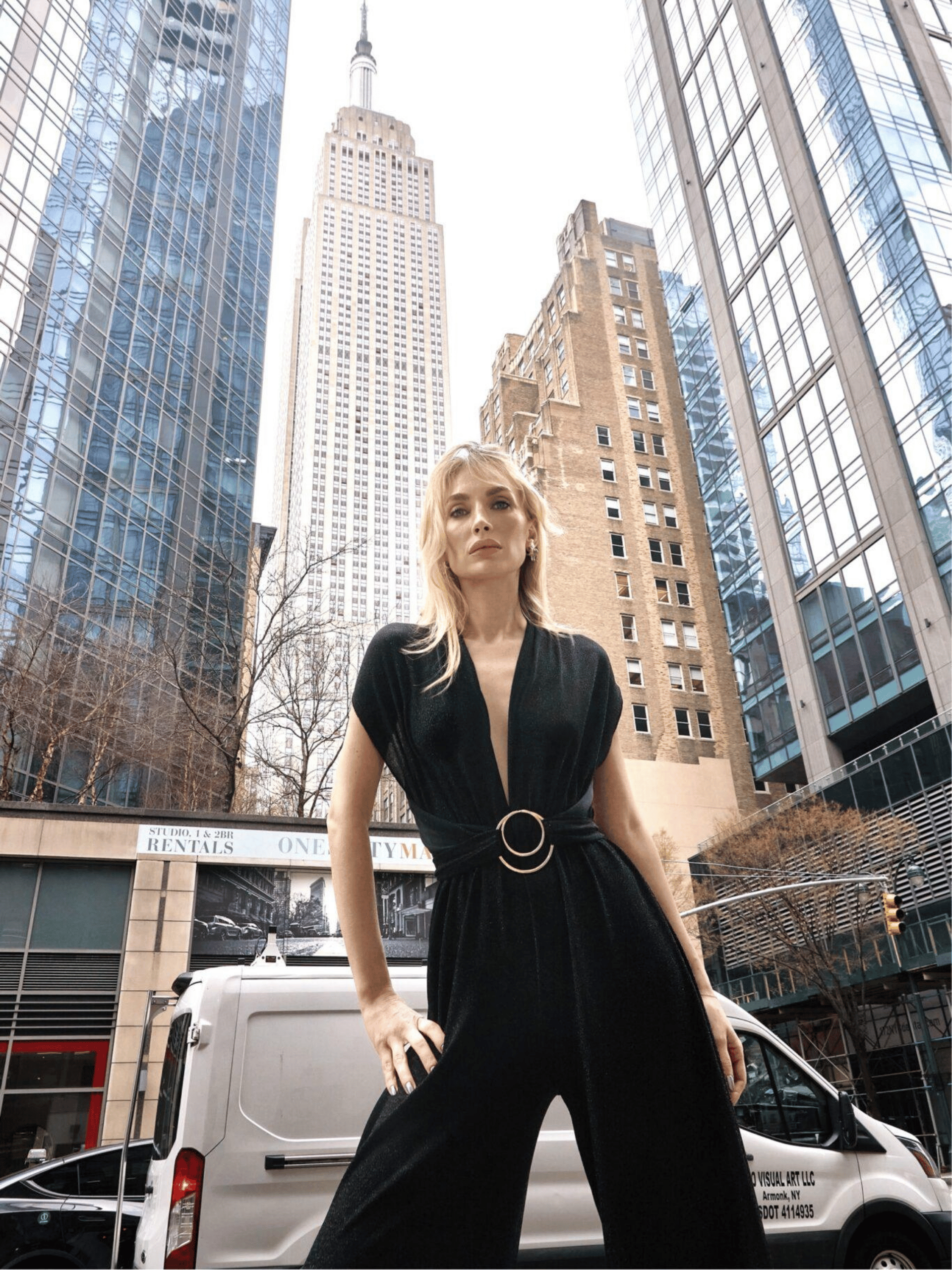 NEY YORK ADJUSTABLE GLITTER BELT DETAILED BLACK JUMPSUIT - Image 2