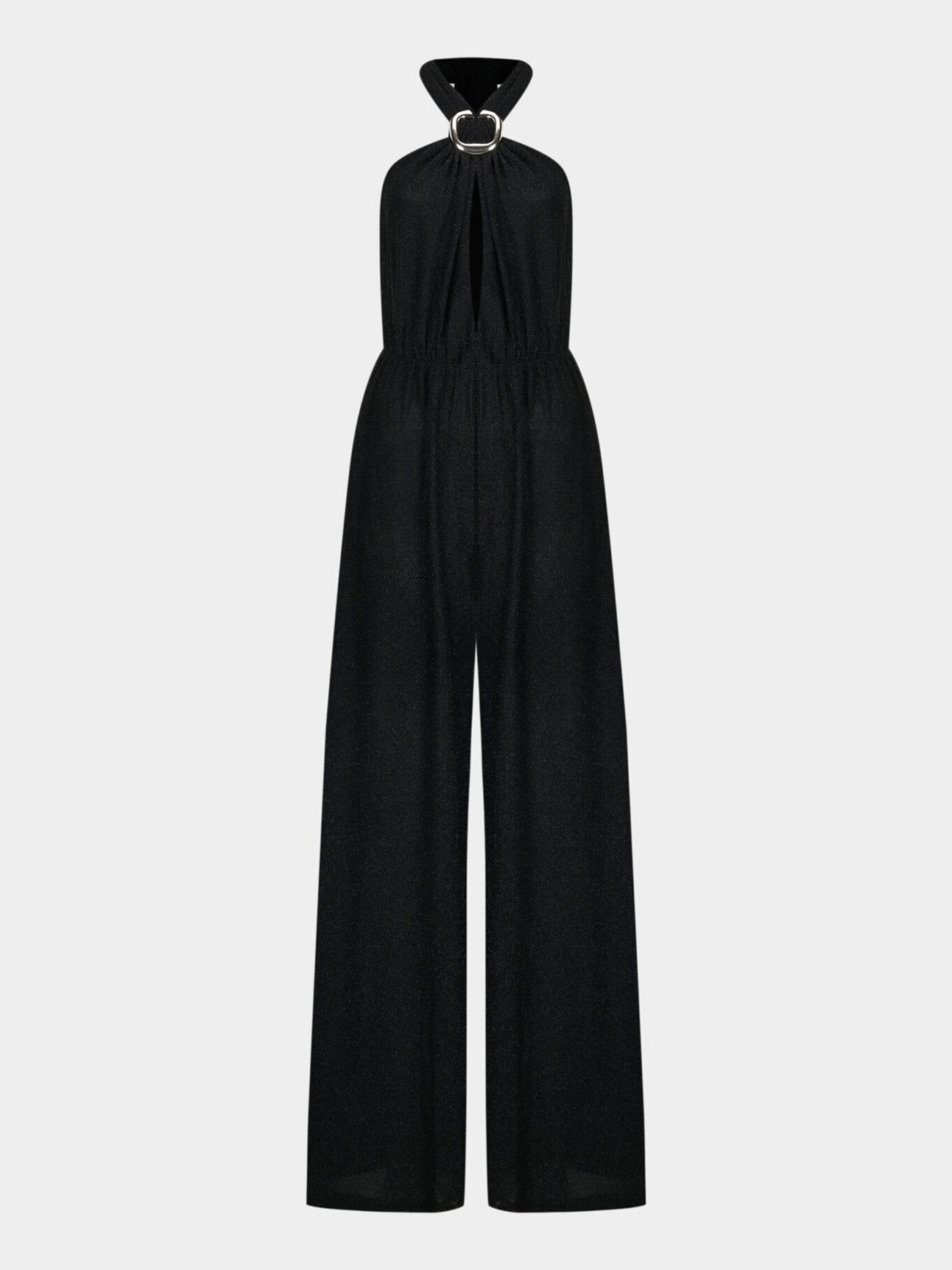 NEY YORK ADJUSTABLE GLITTER BELT DETAILED BLACK JUMPSUIT - Image 3