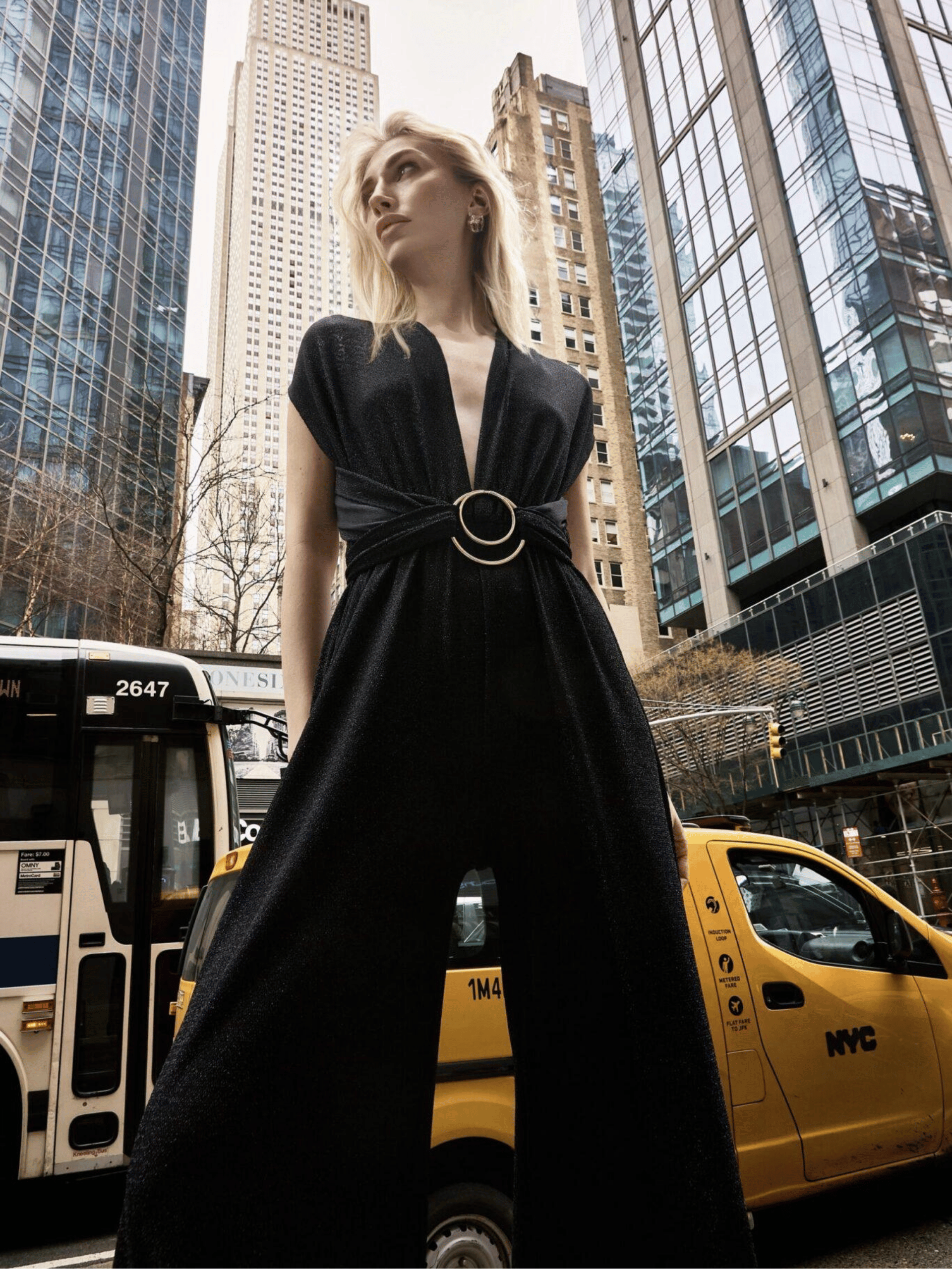 NEY YORK ADJUSTABLE GLITTER BELT DETAILED BLACK JUMPSUIT - Image 8